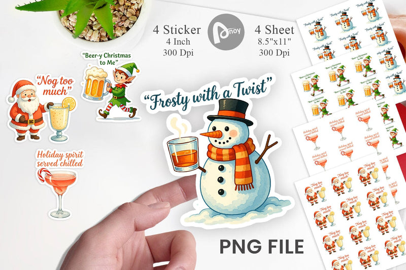 Christmas Alcohol Humor Sticker Sublimation artnoy 