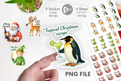 Christmas Alcohol Humor Sticker Sublimation artnoy 