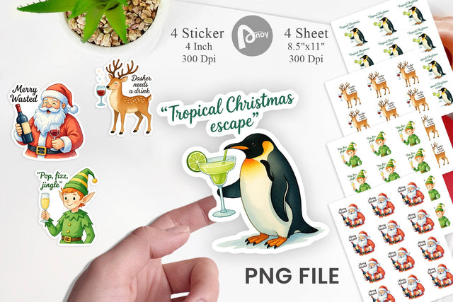 Christmas Alcohol Humor Sticker Sublimation artnoy 