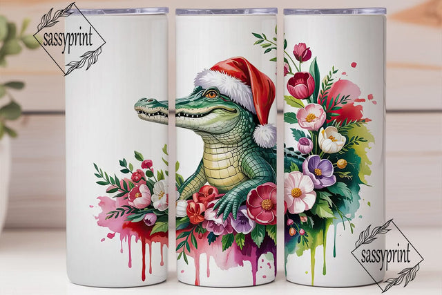 Christmas Alligator 20oz Tumbler Wrap Sublimation sassyprint 
