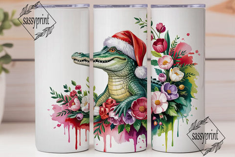 Christmas Alligator 20oz Tumbler Wrap Sublimation sassyprint 