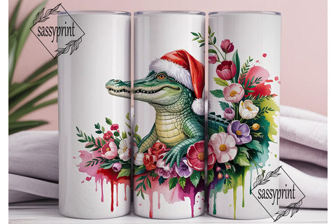 Christmas Alligator 20oz Tumbler Wrap Sublimation sassyprint 