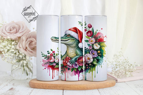 Christmas Alligator 20oz Tumbler Wrap Sublimation sassyprint 