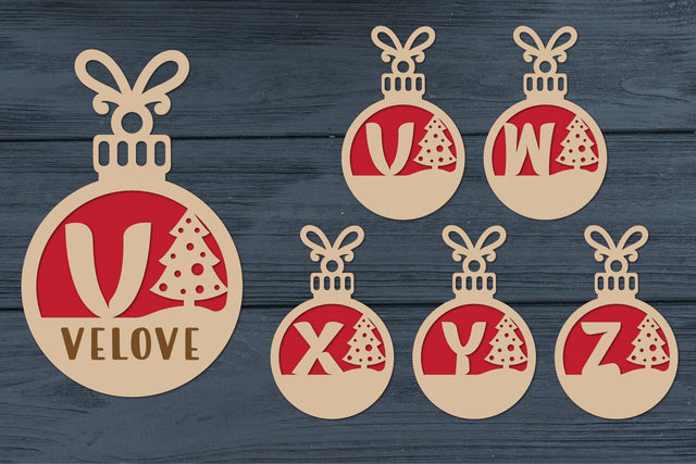 Christmas Alphabet, Christmas Letters, Christmas Monogram, Christmas Balls Bundle SVG zafrans studio 