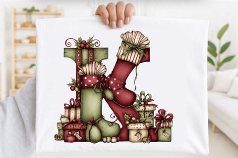 Christmas Alphabet Clipart Bundle. Sublimation SVGArt 