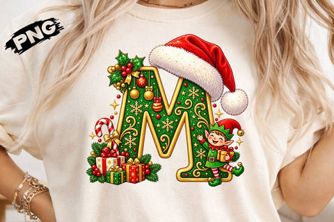 Christmas Alphabet Gold Letters PNG Bundle SVG DesignDestine 