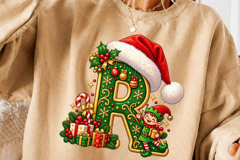 Christmas Alphabet Gold Letters PNG Bundle SVG DesignDestine 