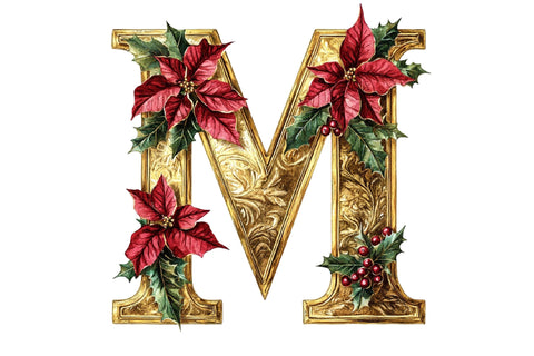 Christmas Alphabet Gold Letters Png Sublimation SVGArt 