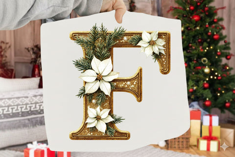 Christmas Alphabet Gold Letters Png Sublimation SVGArt 