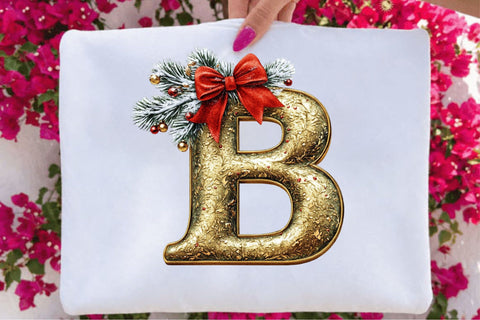Christmas Alphabet Gold Letters Png Sublimation SVGArt 