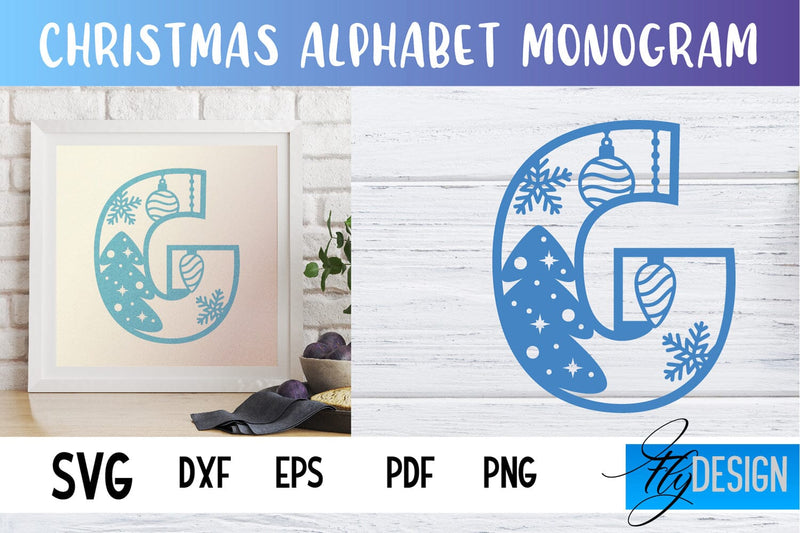 Christmas Alphabet Monogram | Alphabet SVG | Paper Cut SVG Fly Design 