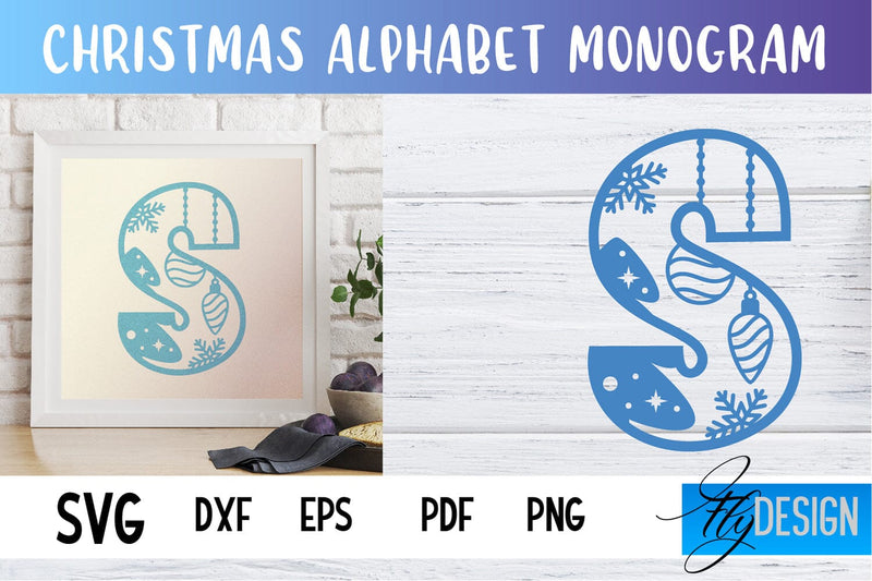 Christmas Alphabet Monogram | Alphabet SVG | Paper Cut SVG Fly Design 