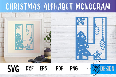 Christmas Alphabet Monogram | Alphabet SVG | Paper Cut SVG Fly Design 