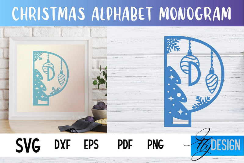 Christmas Alphabet Monogram | Alphabet SVG | Paper Cut SVG Fly Design 