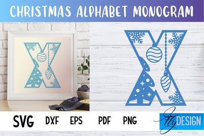 Christmas Alphabet Monogram | Alphabet SVG | Paper Cut SVG Fly Design 