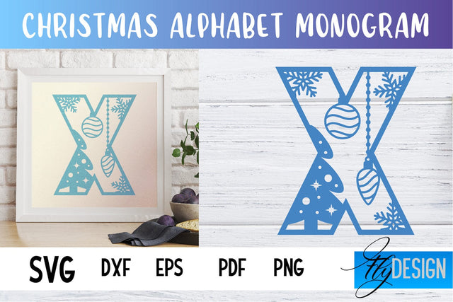 Christmas Alphabet Monogram | Alphabet SVG | Paper Cut SVG Fly Design 