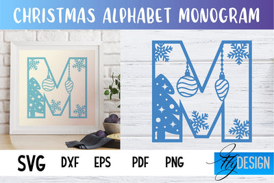Christmas Alphabet Monogram | Alphabet SVG | Paper Cut SVG Fly Design 