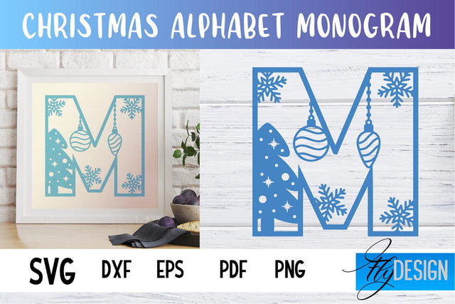 Christmas Alphabet Monogram | Alphabet SVG | Paper Cut SVG Fly Design 