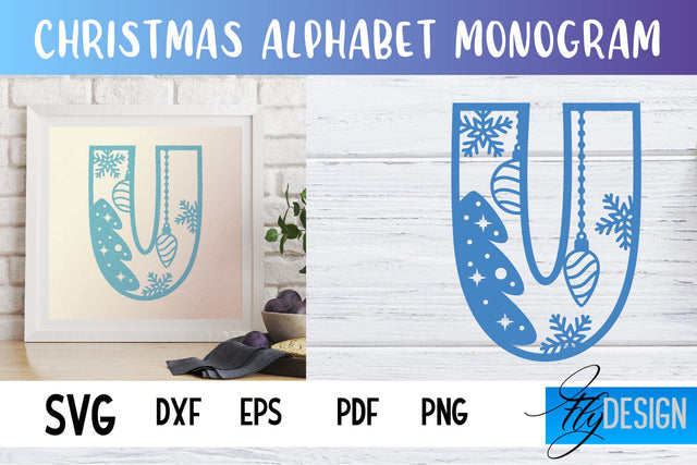 Christmas Alphabet Monogram | Alphabet SVG | Paper Cut SVG Fly Design 
