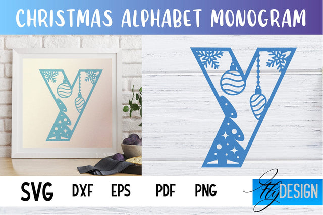 Christmas Alphabet Monogram | Alphabet SVG | Paper Cut SVG Fly Design 