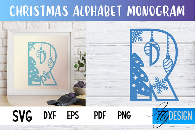 Christmas Alphabet Monogram | Alphabet SVG | Paper Cut SVG Fly Design 