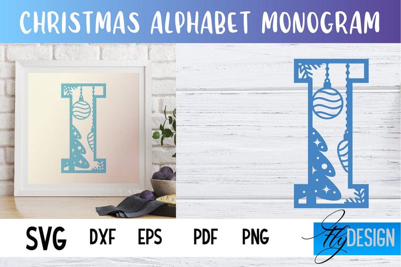 Christmas Alphabet Monogram | Alphabet SVG | Paper Cut SVG Fly Design 
