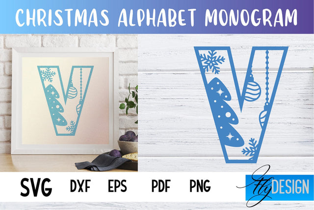 Christmas Alphabet Monogram | Alphabet SVG | Paper Cut SVG Fly Design 
