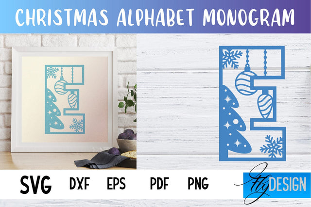 Christmas Alphabet Monogram | Alphabet SVG | Paper Cut SVG Fly Design 