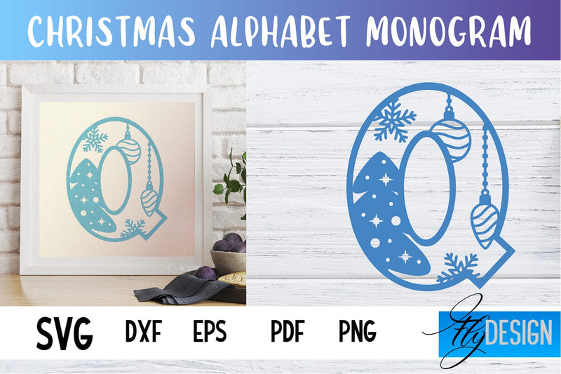Christmas Alphabet Monogram | Alphabet SVG | Paper Cut SVG Fly Design 