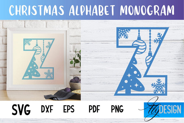 Christmas Alphabet Monogram | Alphabet SVG | Paper Cut SVG Fly Design 