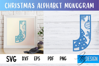 Christmas Alphabet Monogram | Alphabet SVG | Paper Cut SVG Fly Design 