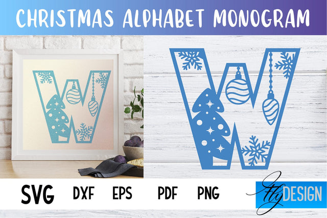 Christmas Alphabet Monogram | Alphabet SVG | Paper Cut SVG Fly Design 