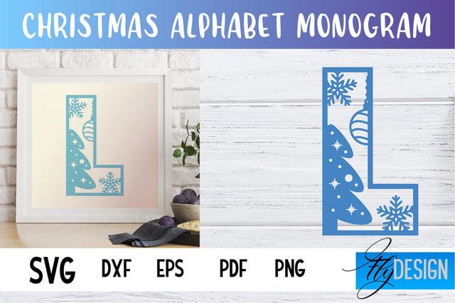 Christmas Alphabet Monogram | Alphabet SVG | Paper Cut SVG Fly Design 