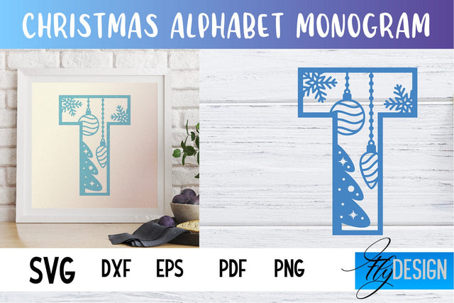 Christmas Alphabet Monogram | Alphabet SVG | Paper Cut SVG Fly Design 