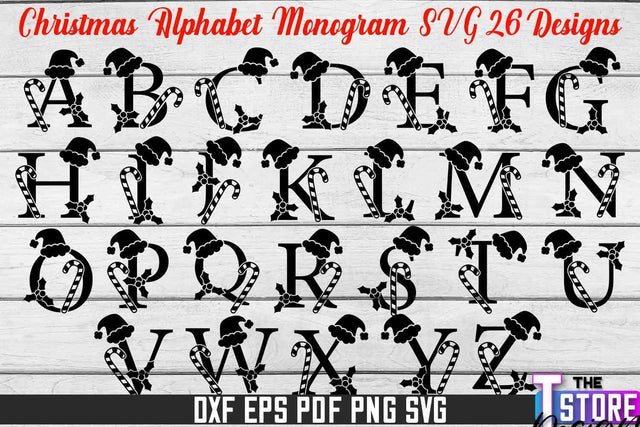 Christmas Alphabet Monogram Bundle | Alphabet SVG | Christmas Design | SVG File SVG The T Store Design 