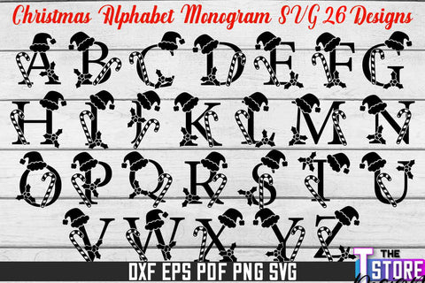 Christmas Alphabet Monogram Bundle | Alphabet SVG | Christmas Design | SVG File SVG The T Store Design 