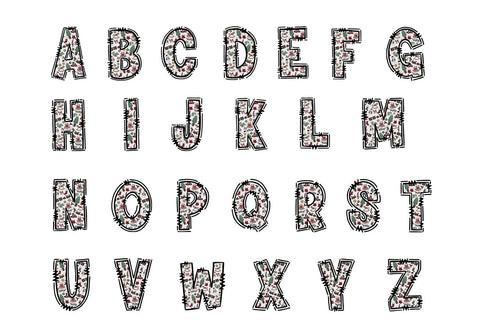 Christmas Alphabet PNG, Holiday Doodle Letters Sublimation BijouBay 