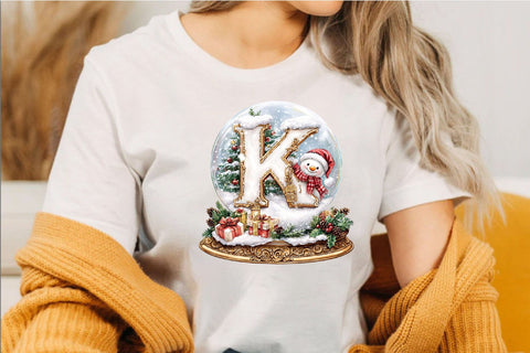 Christmas Alphabet Snow Globe Clipart PNG, A-Z Christmas Letters, Sublimation SVGArt 
