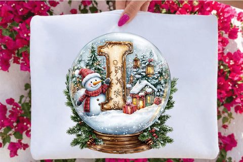 Christmas Alphabet Snow Globe Clipart PNG, A-Z Christmas Letters, Sublimation SVGArt 