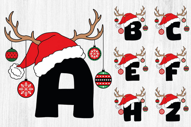 Christmas Alphabet SVG Bundle, Santa Hat Christmas Letters, Christmas Alphabet, Christmas PNG Letters, Santa alphabet, Christmas png SVG DesignDestine 