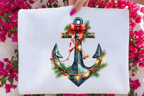 Christmas Anchor Clipart Bundle – Nautical Holiday Anchor PNG Sublimation SVGArt 