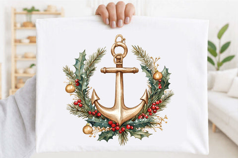 Christmas Anchor Clipart Bundle – Nautical Holiday Anchor PNG Sublimation SVGArt 