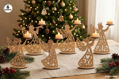 Christmas Angel Candle Holders SVG Bundle SVG SvgOcean 