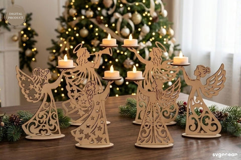Christmas Angel Candle Holders SVG Bundle SVG SvgOcean 