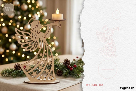 Christmas Angel Candle Holders SVG Bundle SVG SvgOcean 