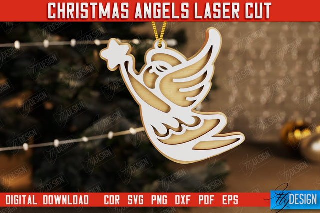Christmas Angel | Christmas Tree Toy | Holidays | Layered Angel | CNC File SVG Fly Design 
