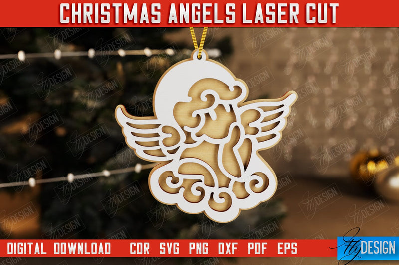 Christmas Angel | Christmas Tree Toy | Holidays | Layered Angel | CNC File SVG Fly Design 