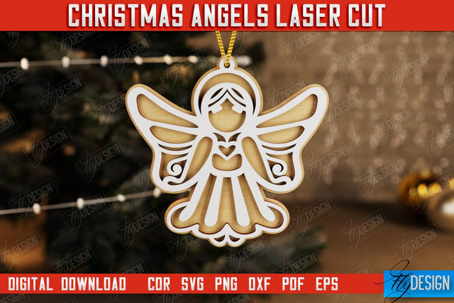 Christmas Angel | Christmas Tree Toy | Holidays | Layered Angel | CNC File SVG Fly Design 