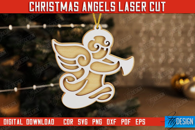 Christmas Angel | Christmas Tree Toy | Holidays | Layered Angel | CNC File SVG Fly Design 