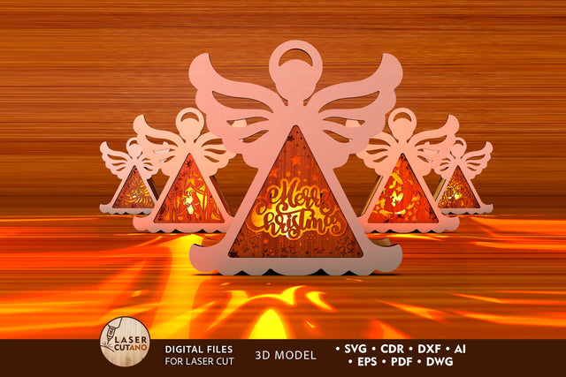 Christmas Angel Decorations Set Laser Cut Templates SVG LaserCutano 